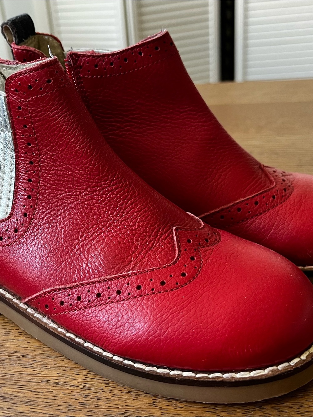 Mini Boden Red Leather Chelsea Boots for Kids